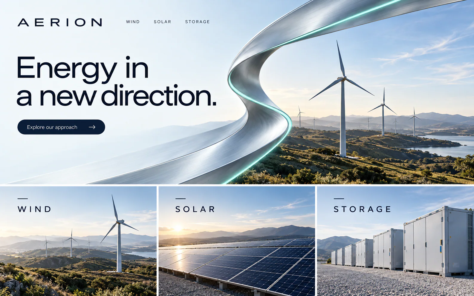 AERION · Machetă vizuală · website conceptual · desktop