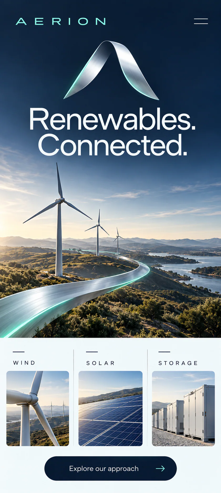 AERION · Machetă vizuală · website conceptual · mobil