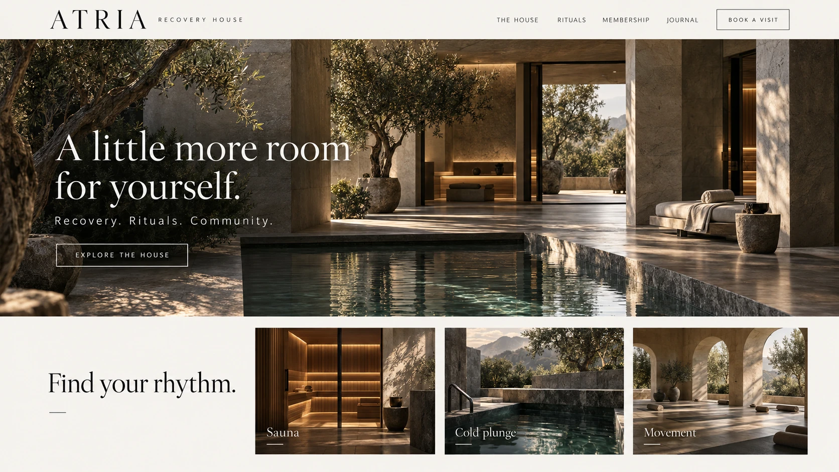 ATRIA RECOVERY HOUSE · Visual mockup · website concept · desktop