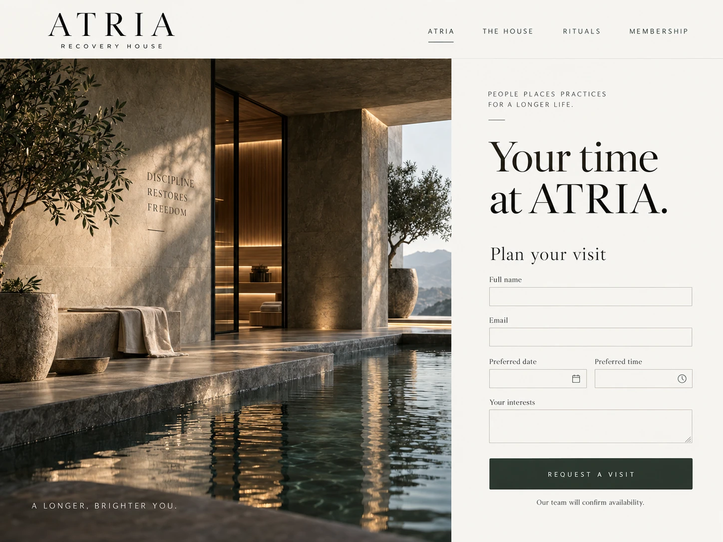 ATRIA RECOVERY HOUSE · The next step · concept mockup