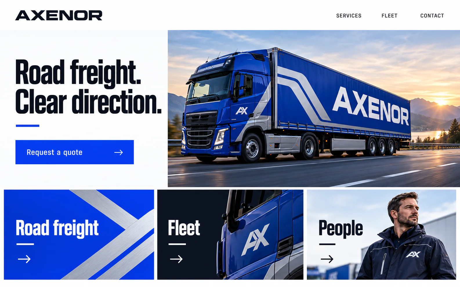 AXENOR · Visual mockup · website concept · desktop
