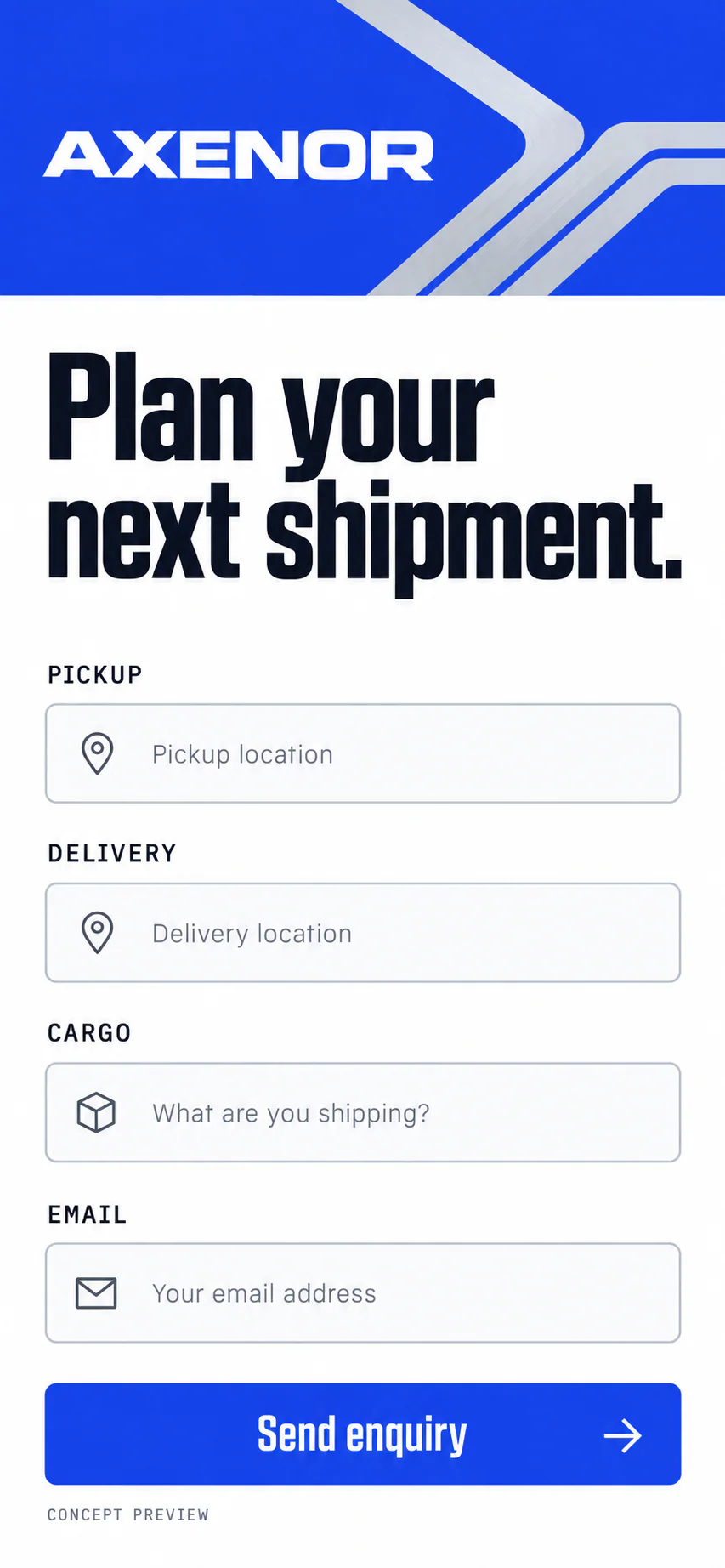 AXENOR · Visual mockup · website concept · mobile