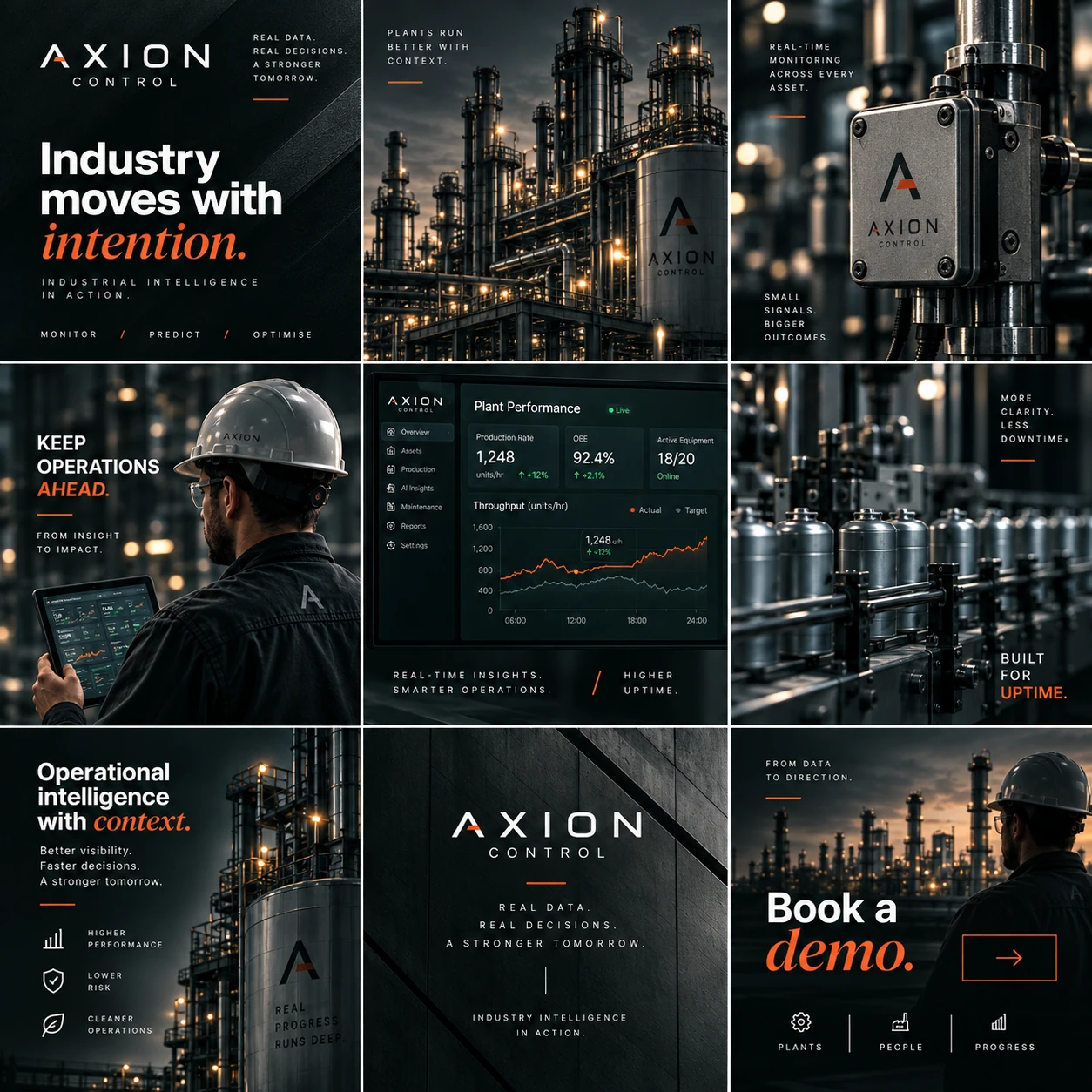 AXION CONTROL · Instagram composition · overview