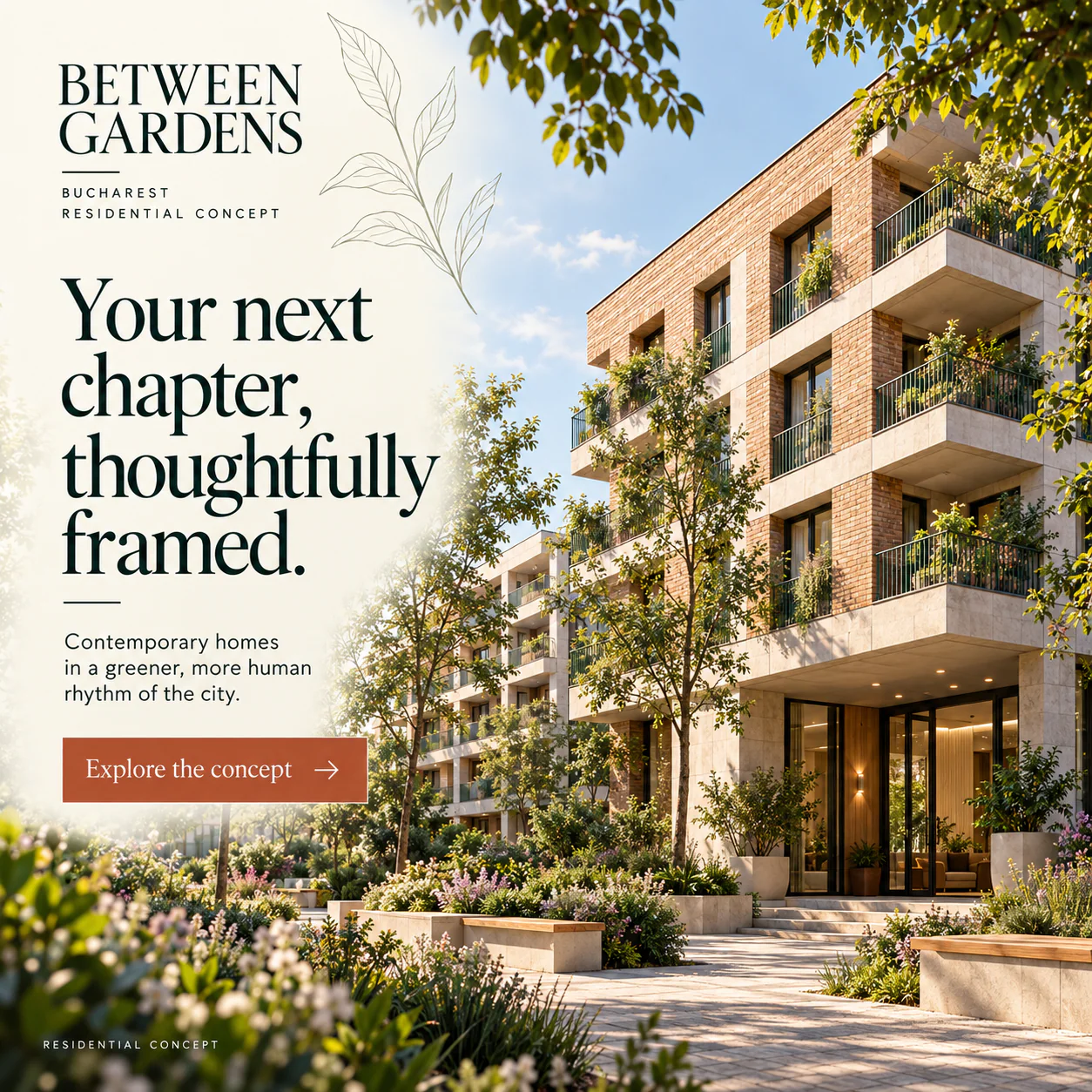BETWEEN GARDENS · Reclamă digitală 2 · Curțile verzi