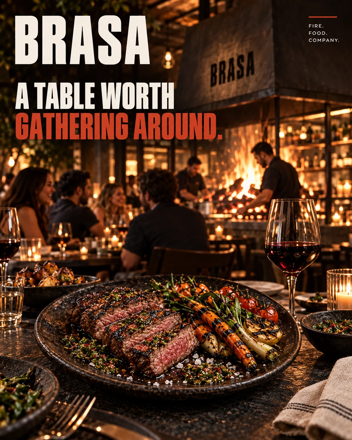 BRASA · Key visuals 002 · Fire. Food. Company.