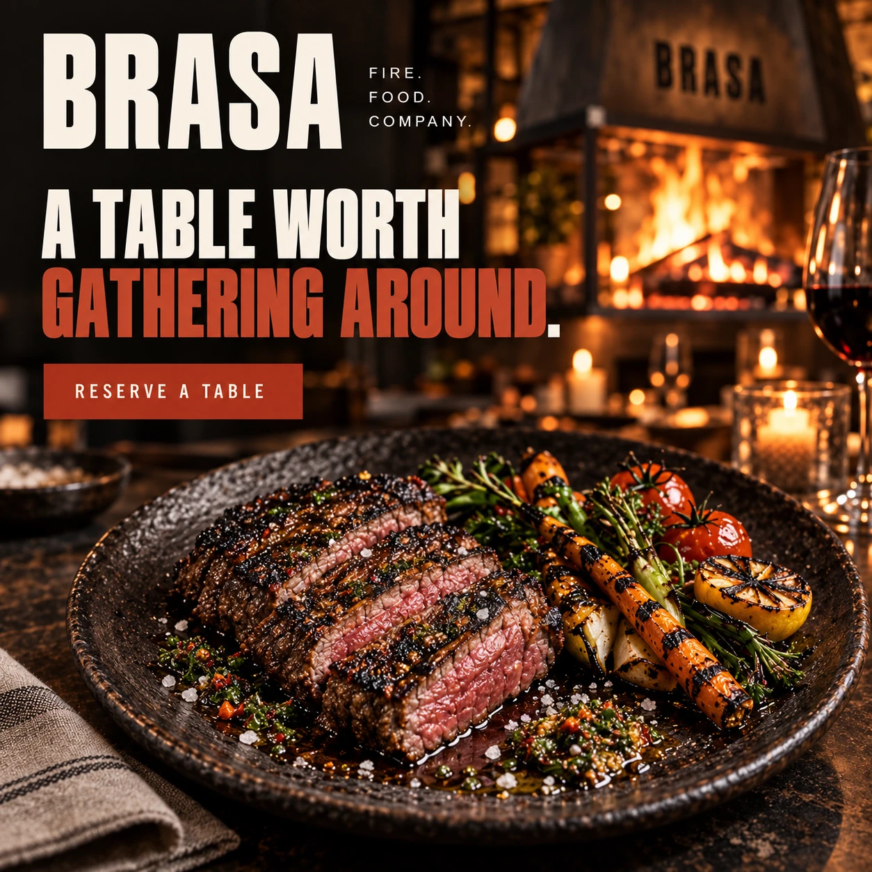 BRASA · Digital ads / PPC 008 · Fire. Food. Company.