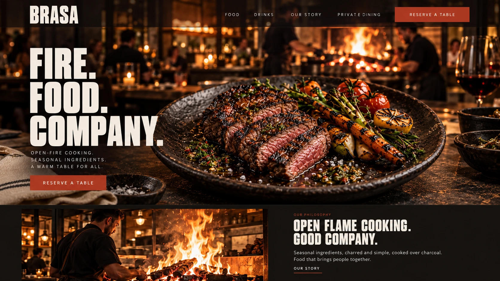 BRASA · Visual mockup · website concept · desktop