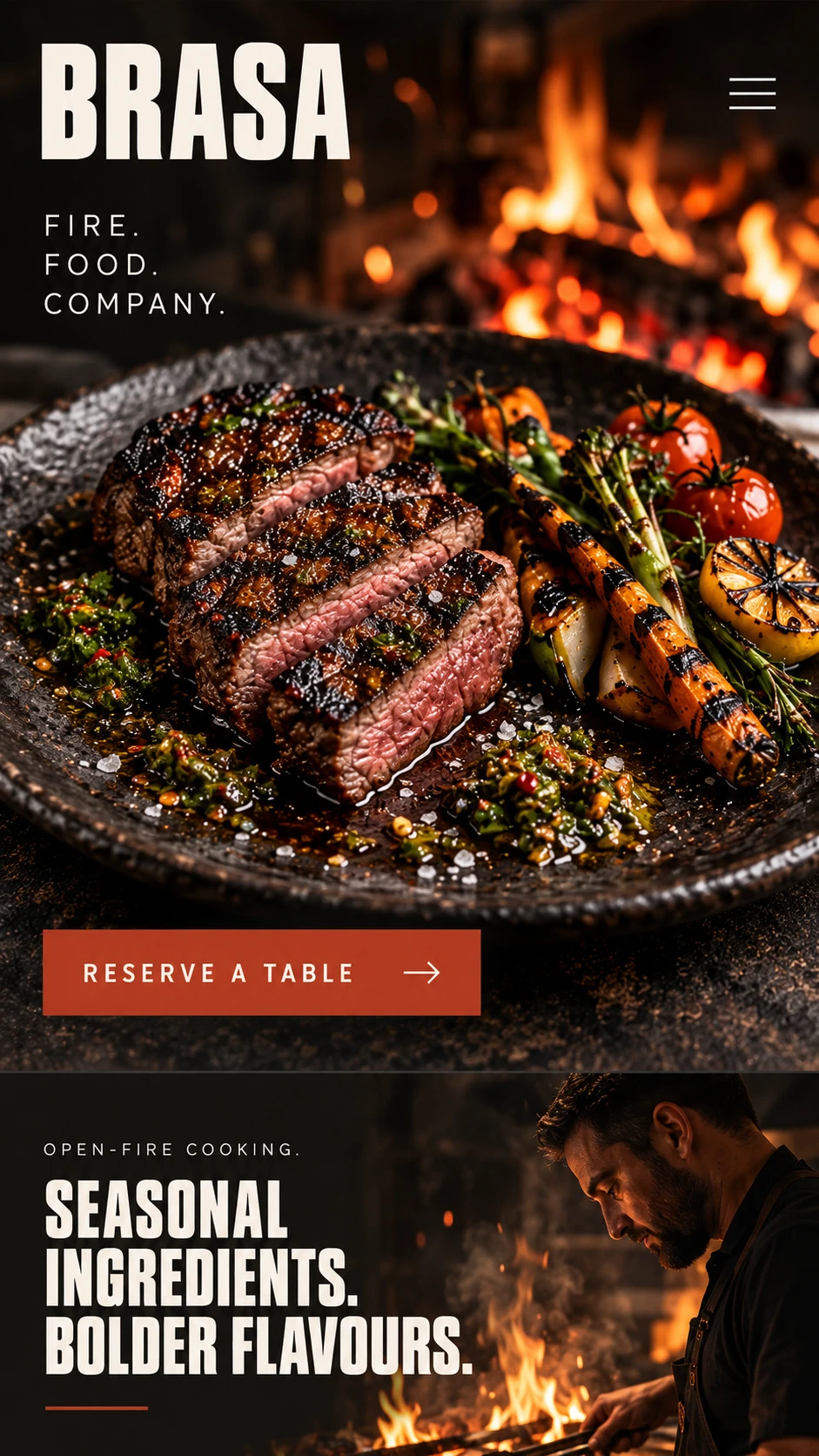 BRASA · Visual mockup · website concept · mobile