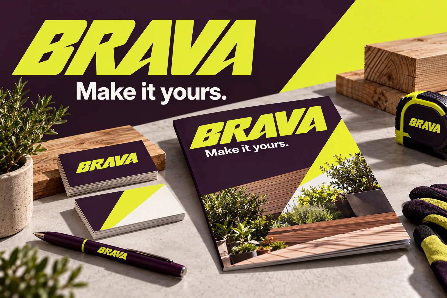 BRAVA · Identity in use · mockup