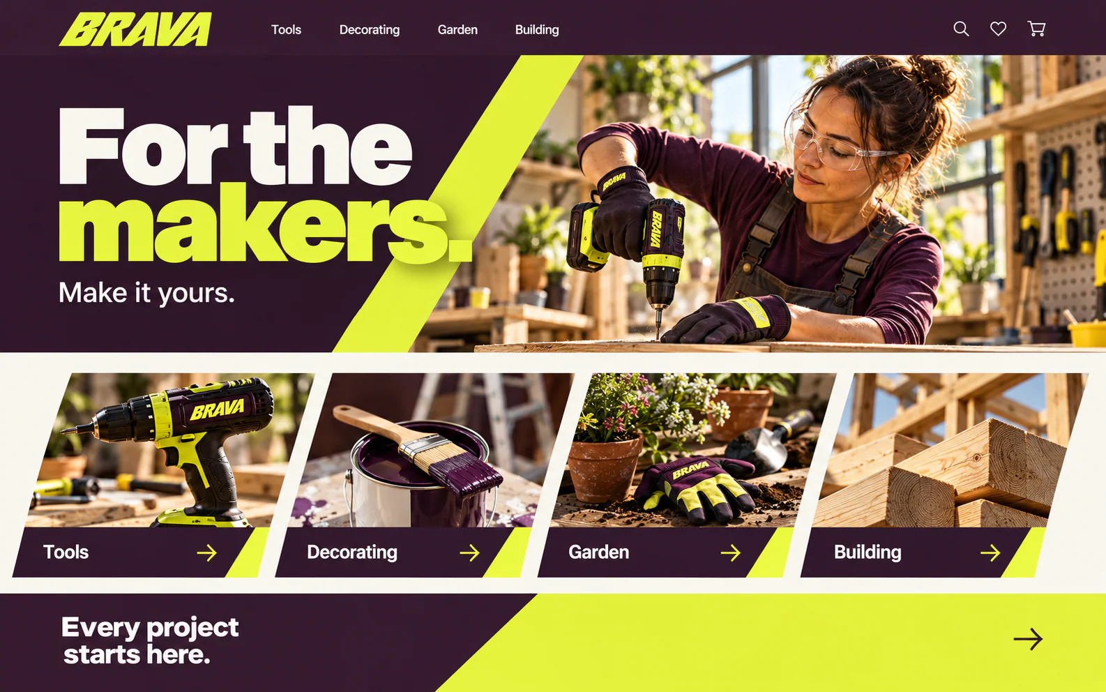 BRAVA · Visual mockup · website concept · desktop