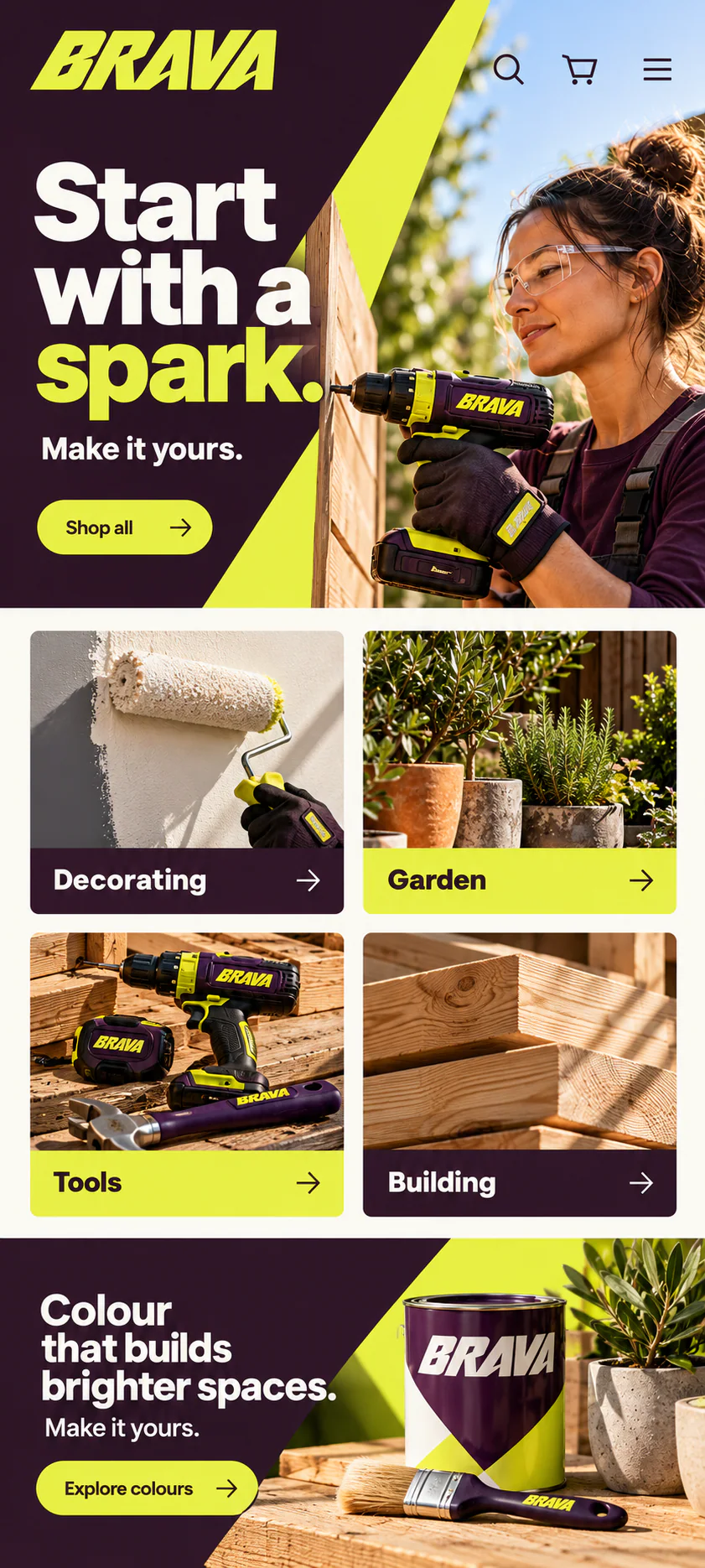 BRAVA · Visual mockup · website concept · mobile