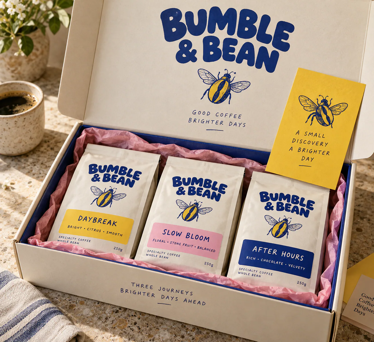 BUMBLE & BEAN · Identity in use · mockup