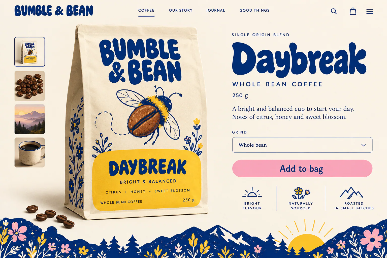 BUMBLE & BEAN · The next step · concept mockup