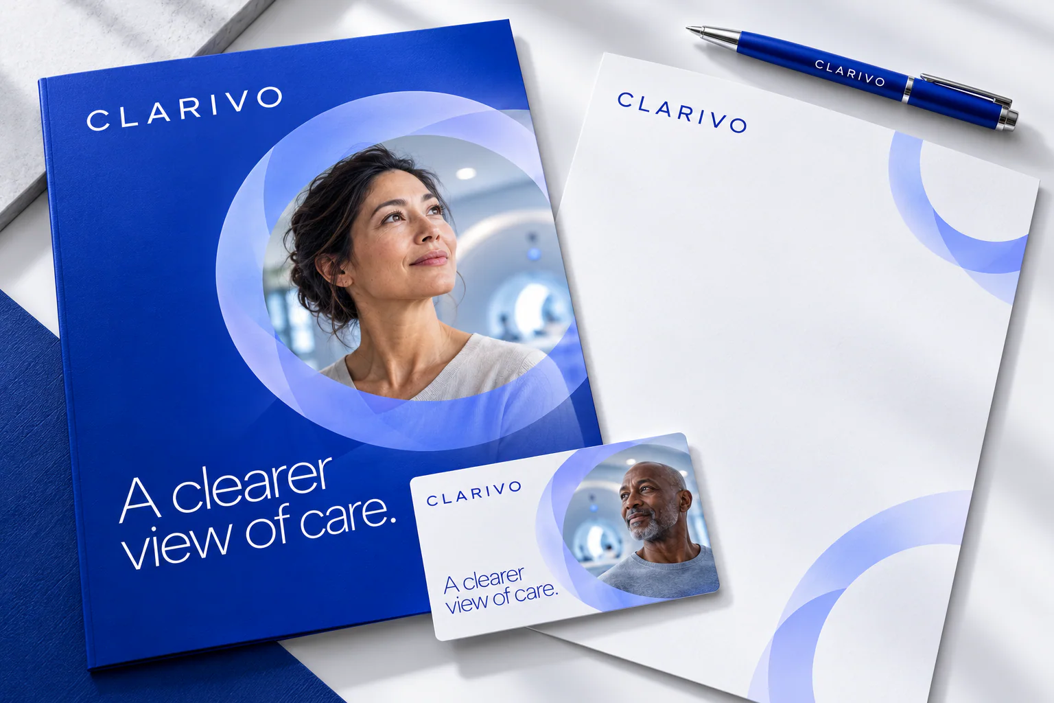CLARIVO · Identity in use · mockup