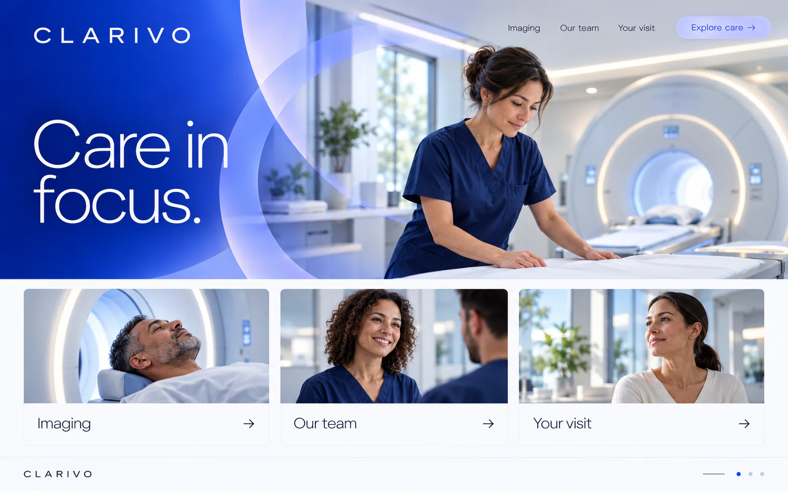 CLARIVO · Visual mockup · website concept · desktop