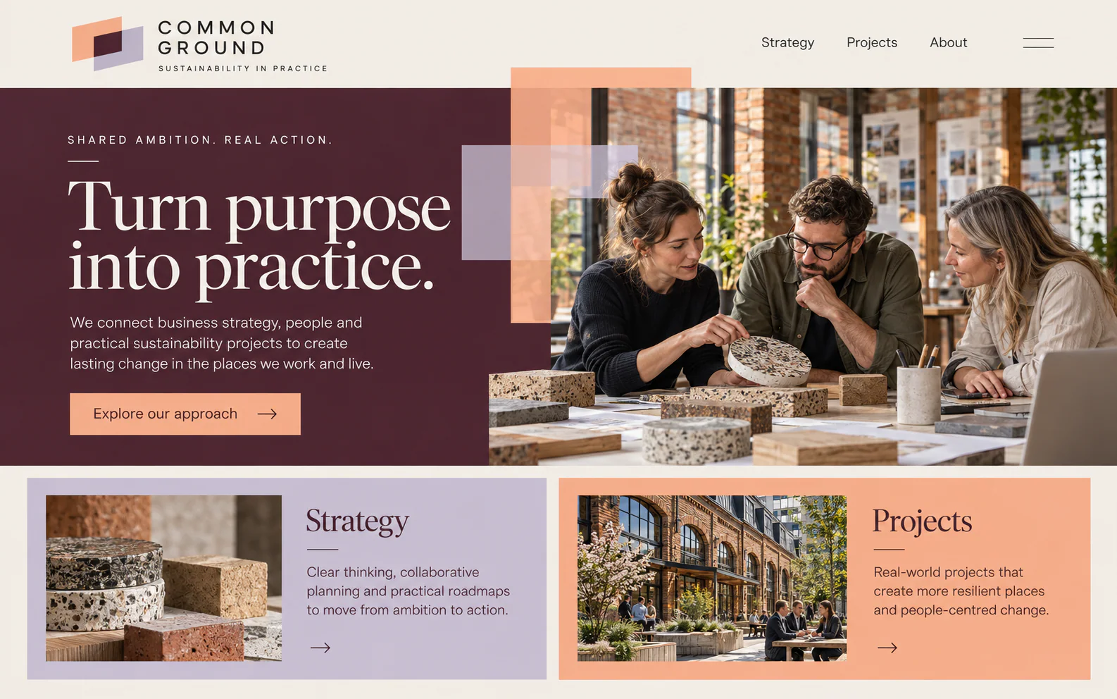 COMMON GROUND · Visual mockup · website concept · desktop