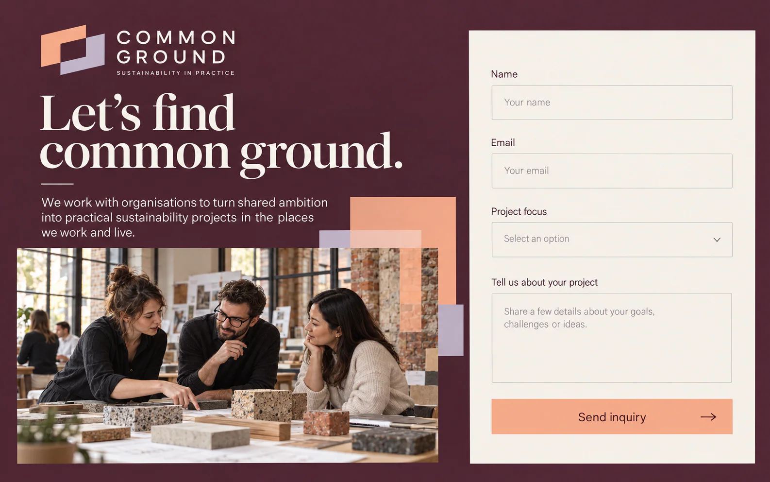 COMMON GROUND · The next step · concept mockup