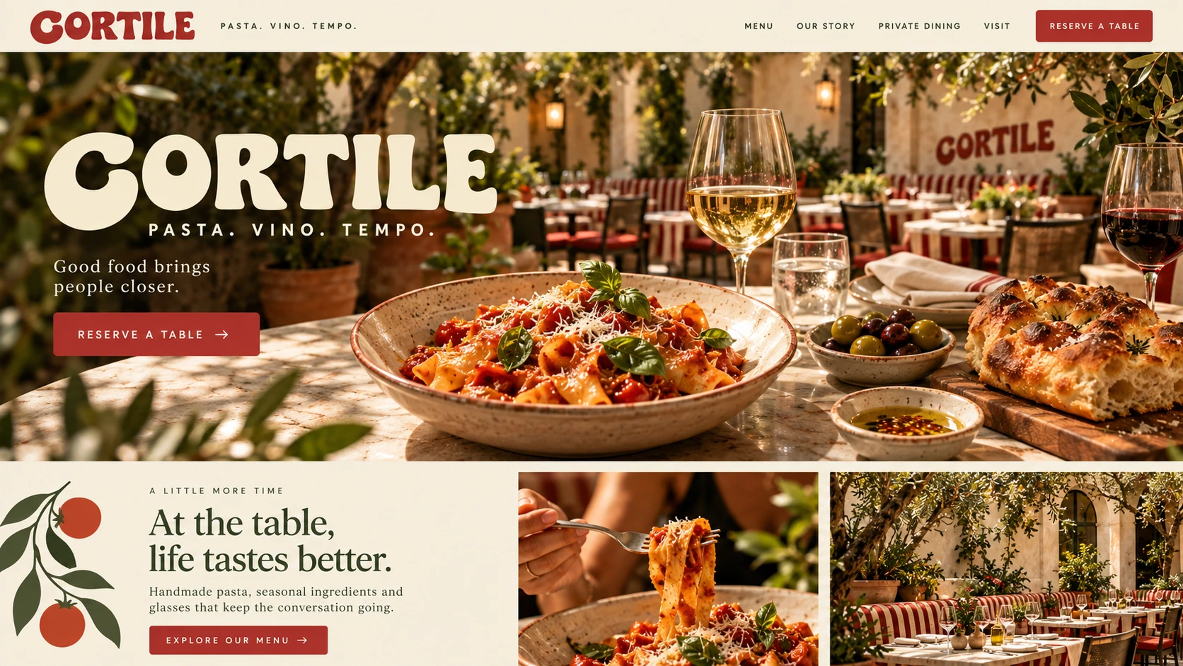 CORTILE · Visual mockup · website concept · desktop