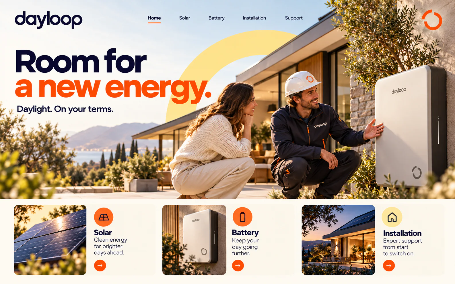 DAYLOOP · Visual mockup · website concept · desktop