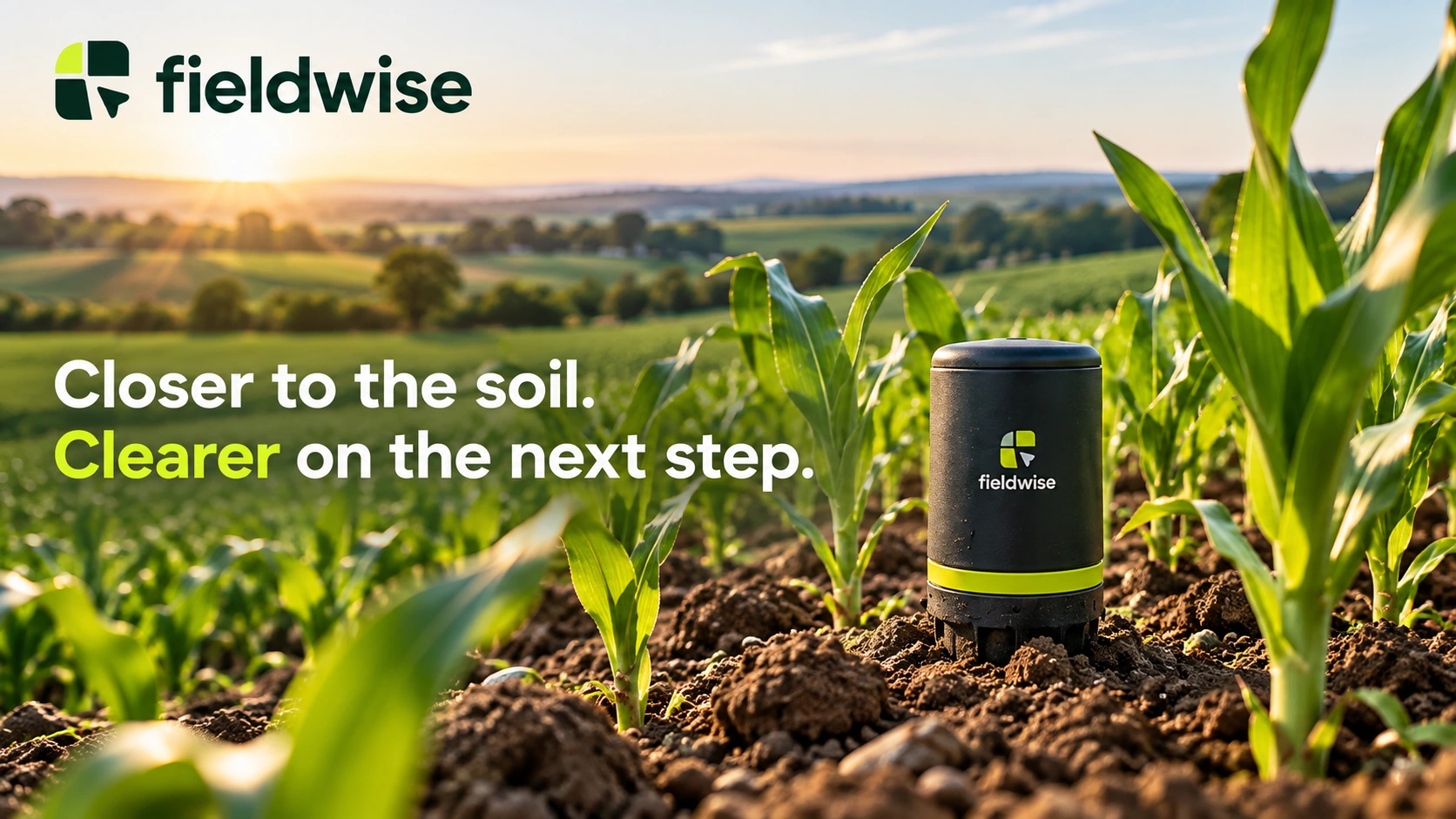 FIELDWISE · Key visual: product in focus · Closer to the soil