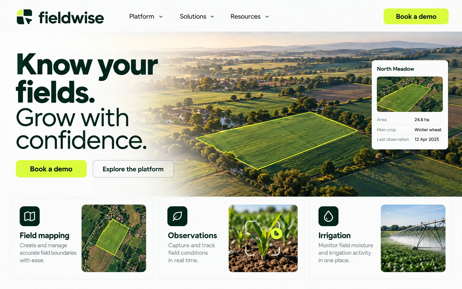 FIELDWISE · Visual mockup · website concept · desktop