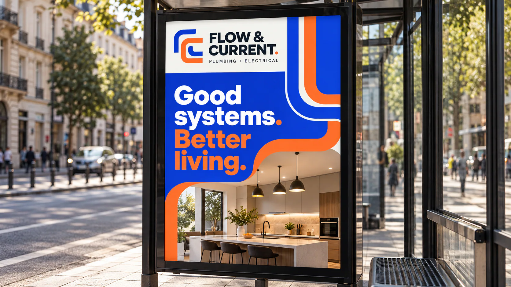 FLOW & CURRENT · Outdoor · placement mockup