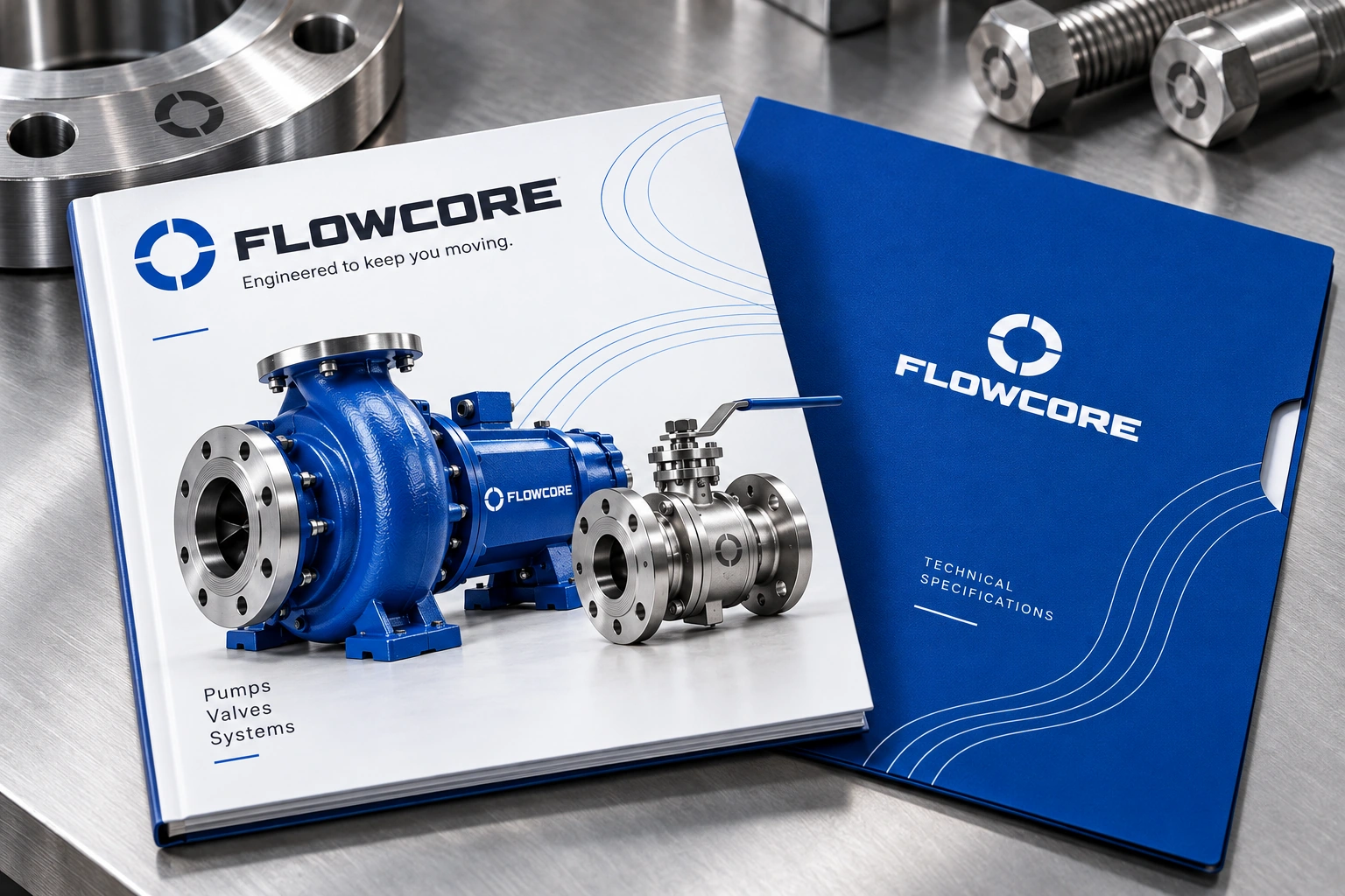 FLOWCORE · Identity in use · mockup