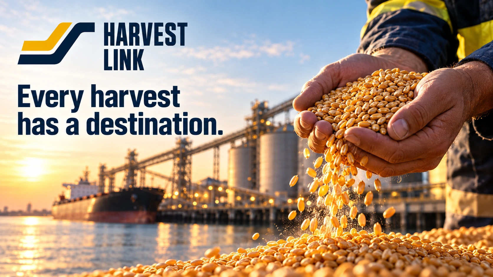 HARVEST LINK · Key visual: product in focus · Start with the grain