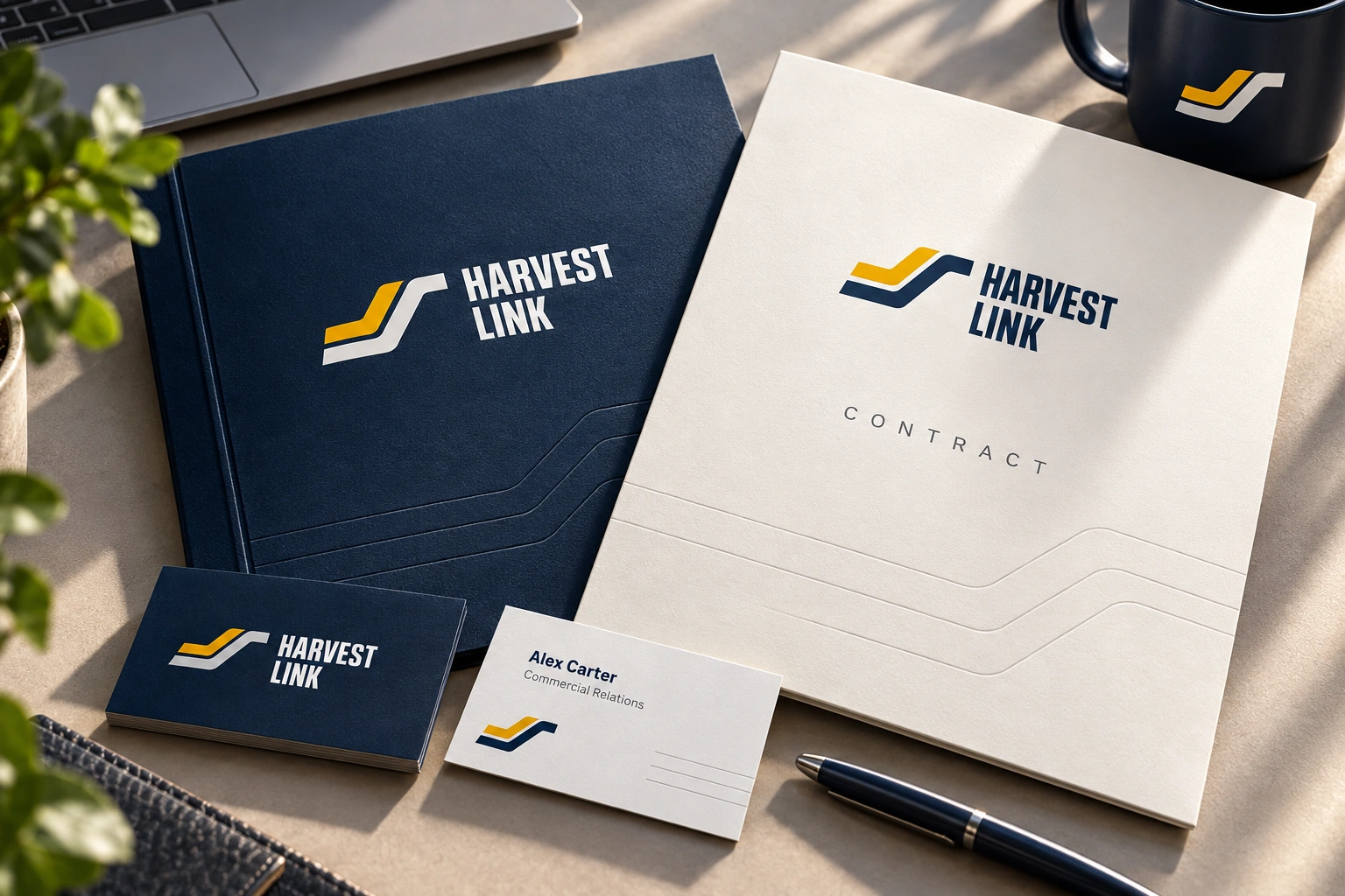 HARVEST LINK · Identity in use · mockup