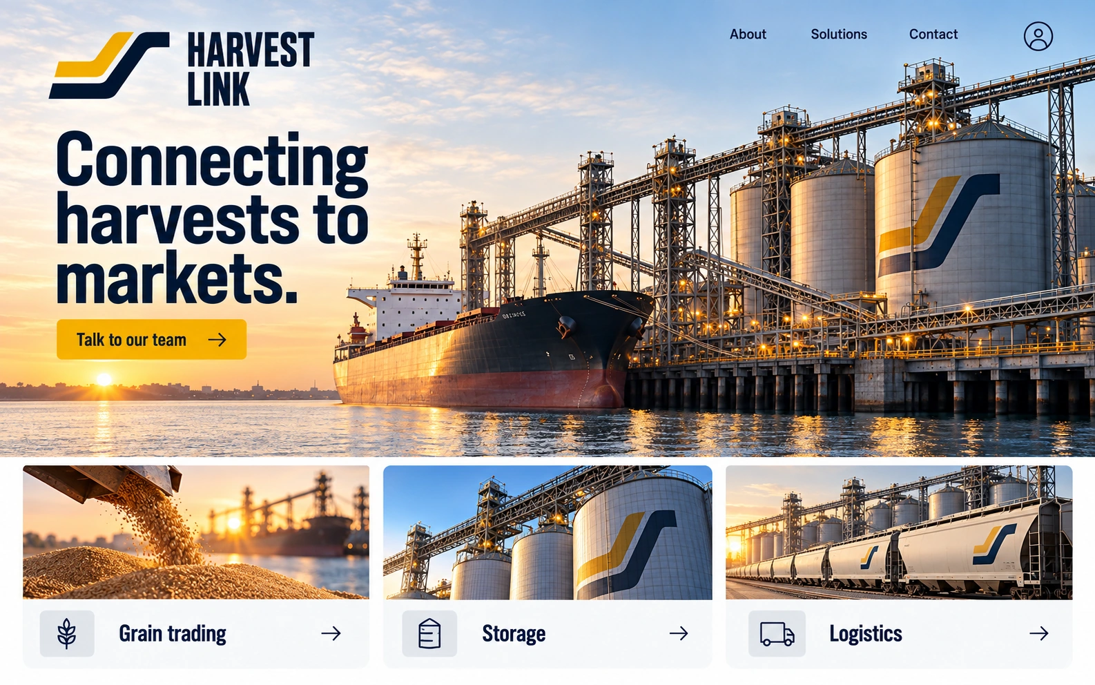 HARVEST LINK · Visual mockup · website concept · desktop