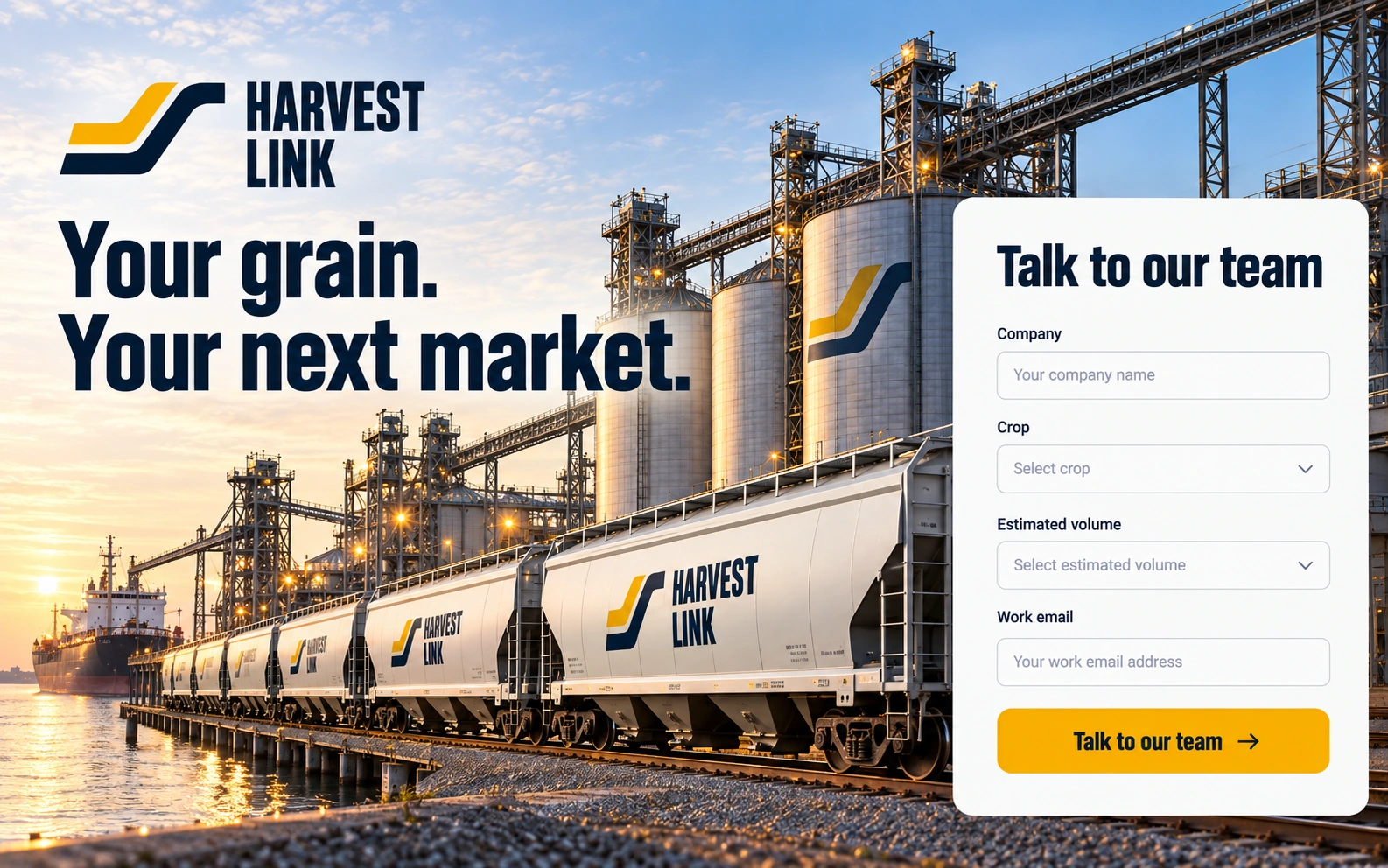 HARVEST LINK · The next step · concept mockup