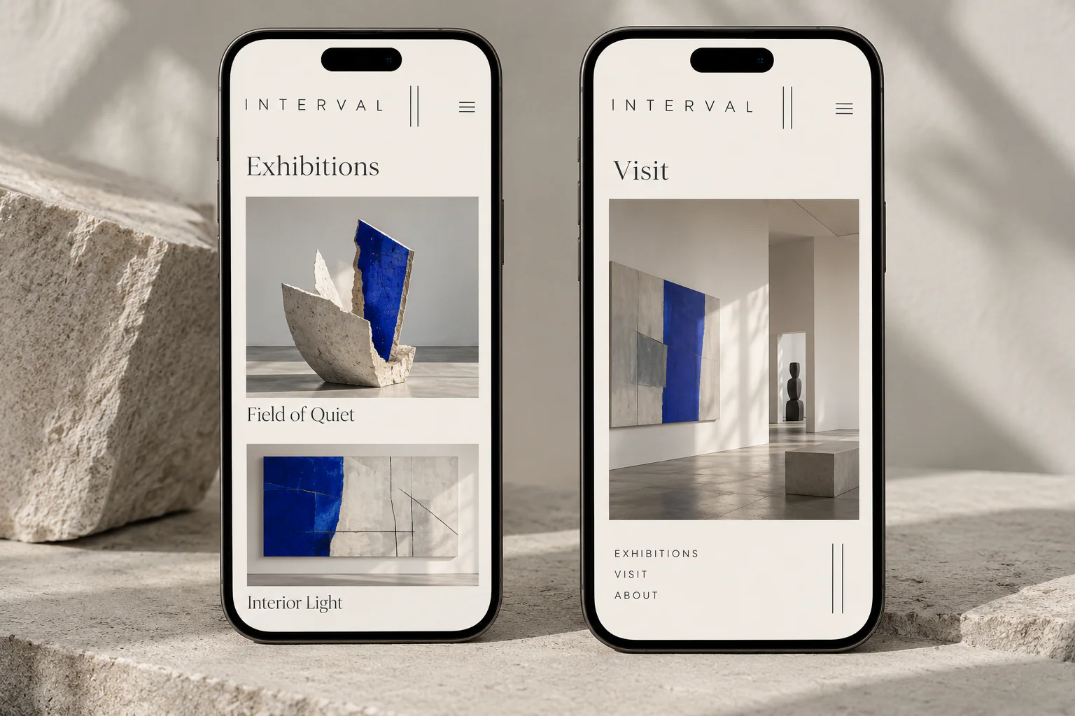 INTERVAL · Visual mockup · website concept · mobile