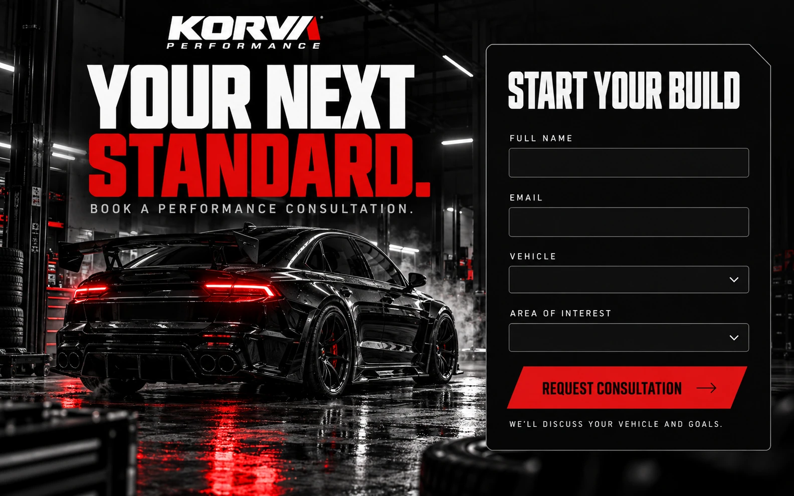 KORVA PERFORMANCE · The next step · concept mockup