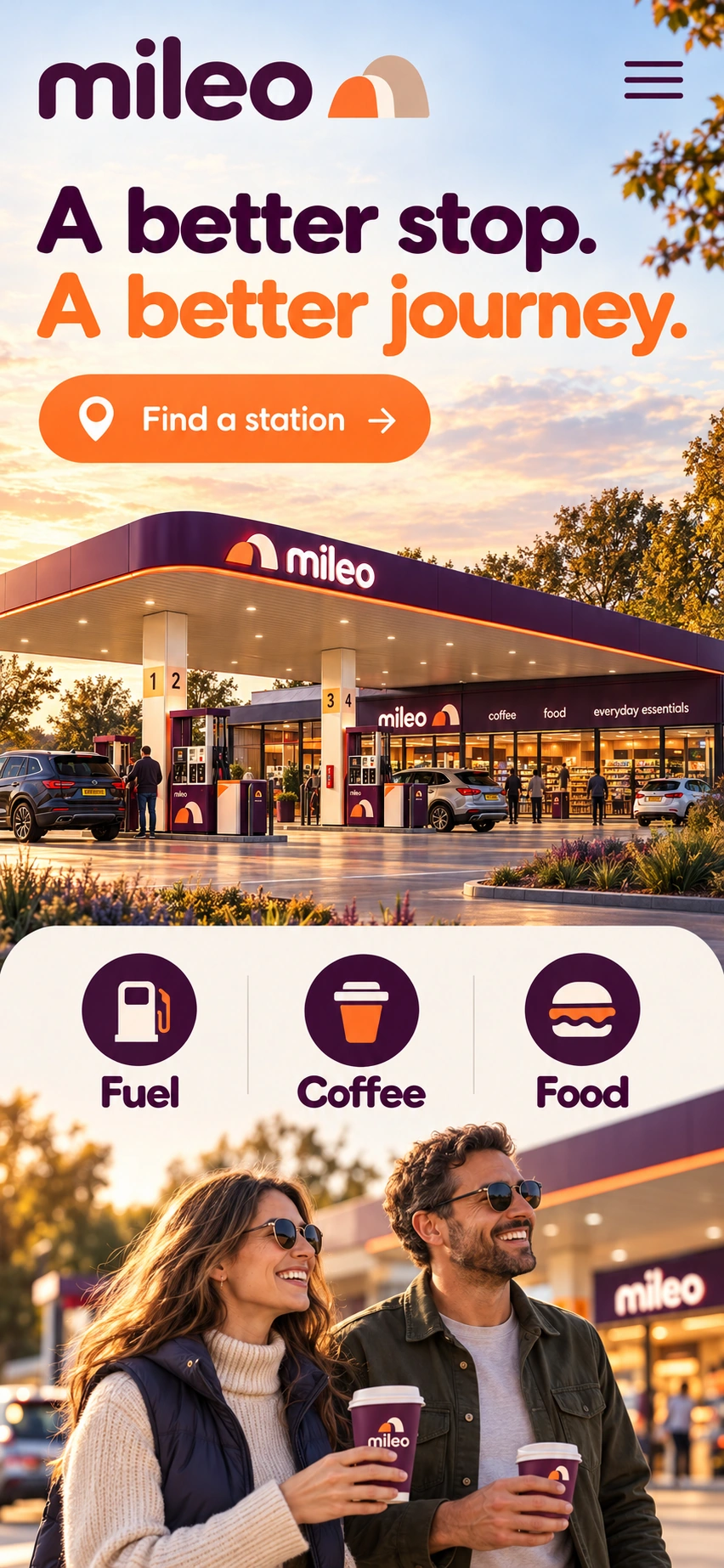 MILEO · Machetă vizuală · website conceptual · mobil