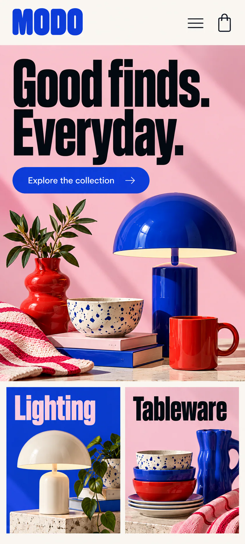MODO · Visual mockup · website concept · mobile
