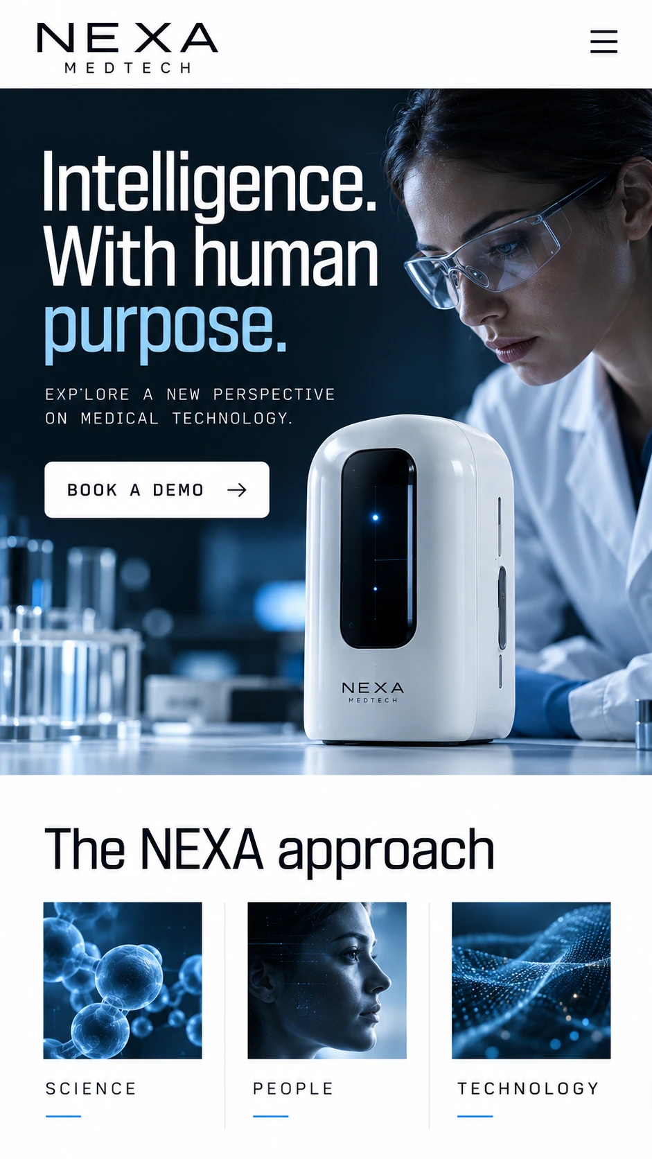 NEXA MEDTECH · Visual mockup · website concept · mobile