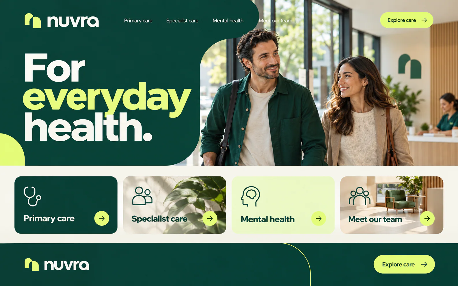 NUVRA · Machetă vizuală · website conceptual · desktop