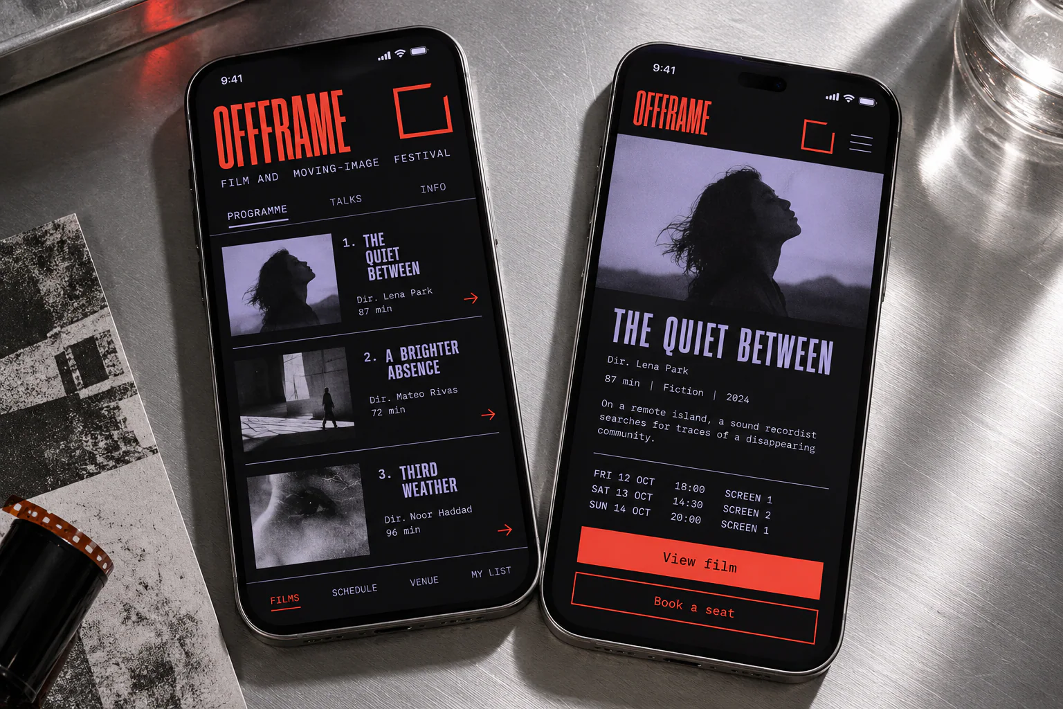 OFFRAME · Visual mockup · website concept · mobile