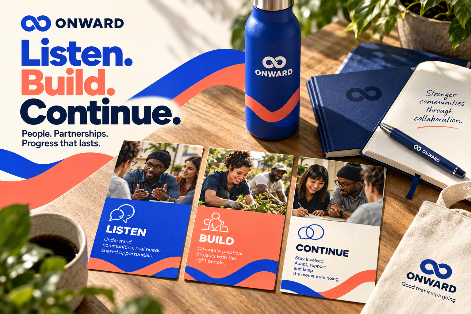 ONWARD · Identity in use · mockup