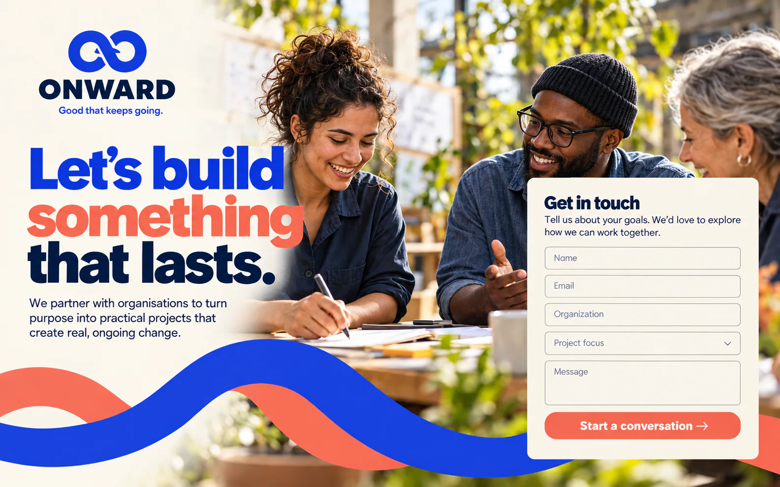 ONWARD · The next step · concept mockup