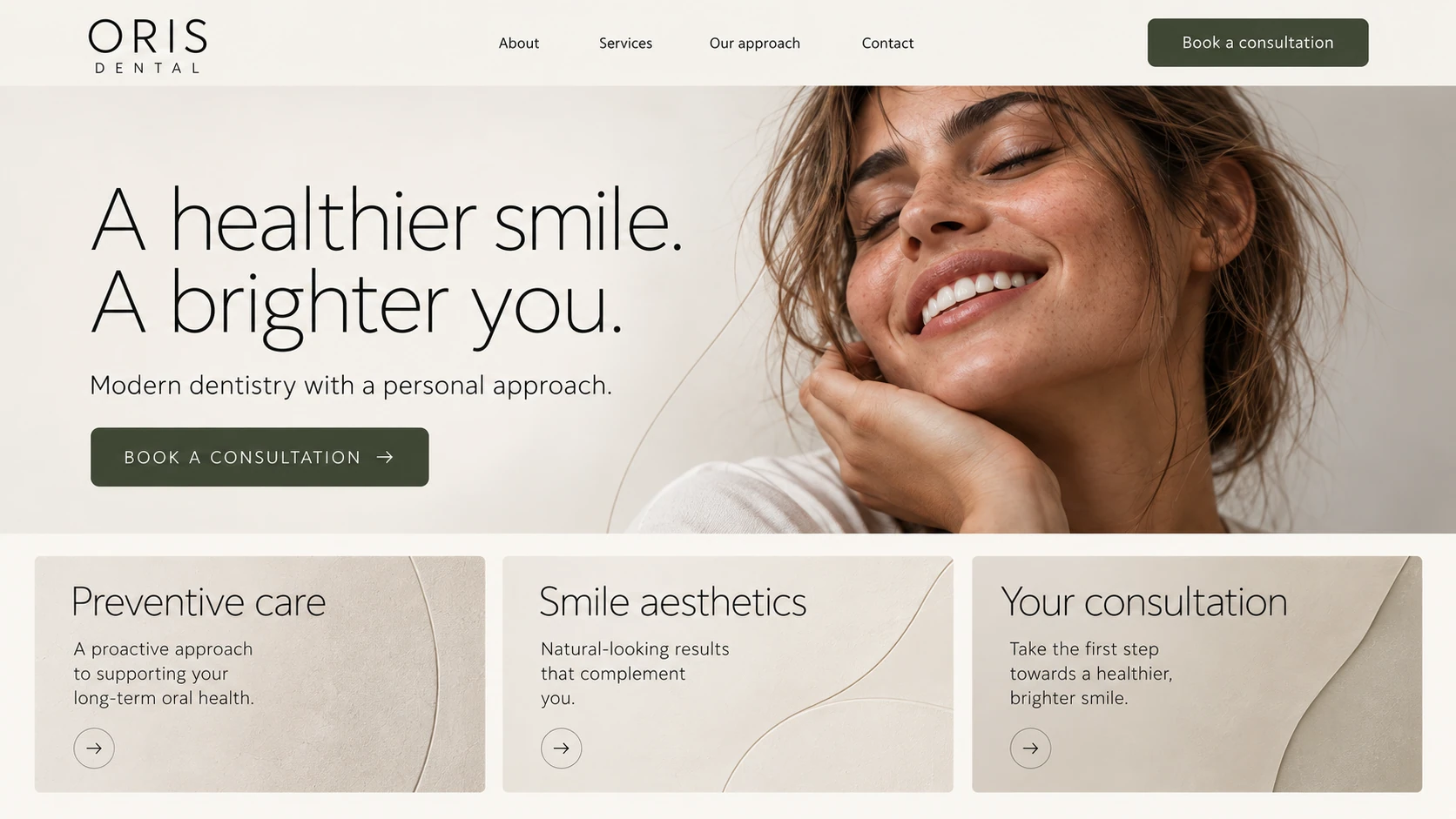 ORIS DENTAL · Visual mockup · website concept · desktop