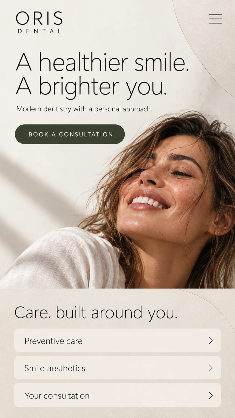 ORIS DENTAL · Visual mockup · website concept · mobile