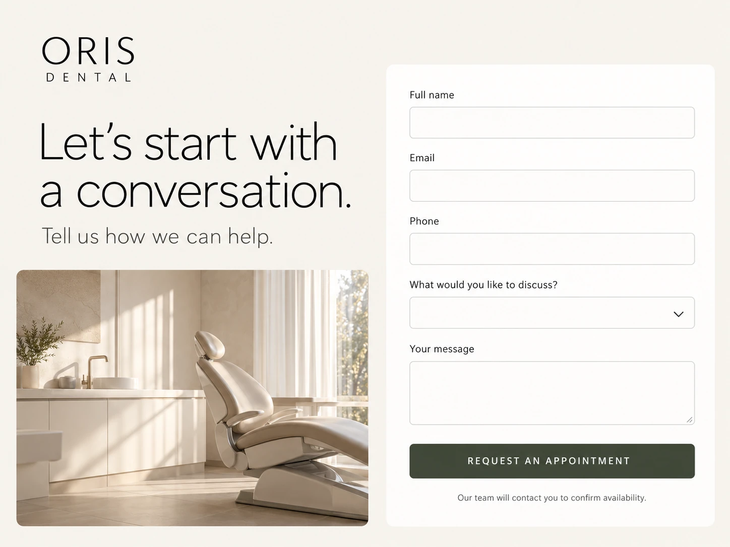 ORIS DENTAL · The next step · concept mockup