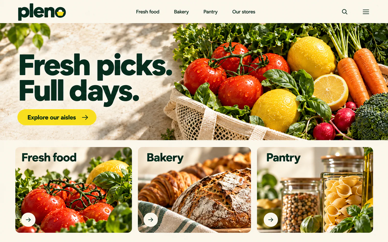 PLENO · Visual mockup · website concept · desktop
