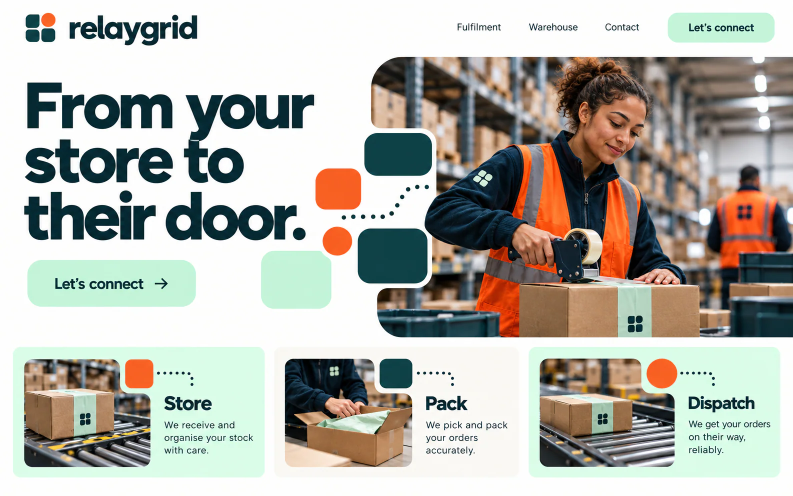 RELAYGRID · Visual mockup · website concept · desktop