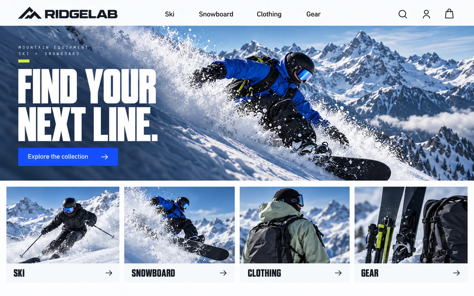 RIDGELAB · Visual mockup · website concept · desktop