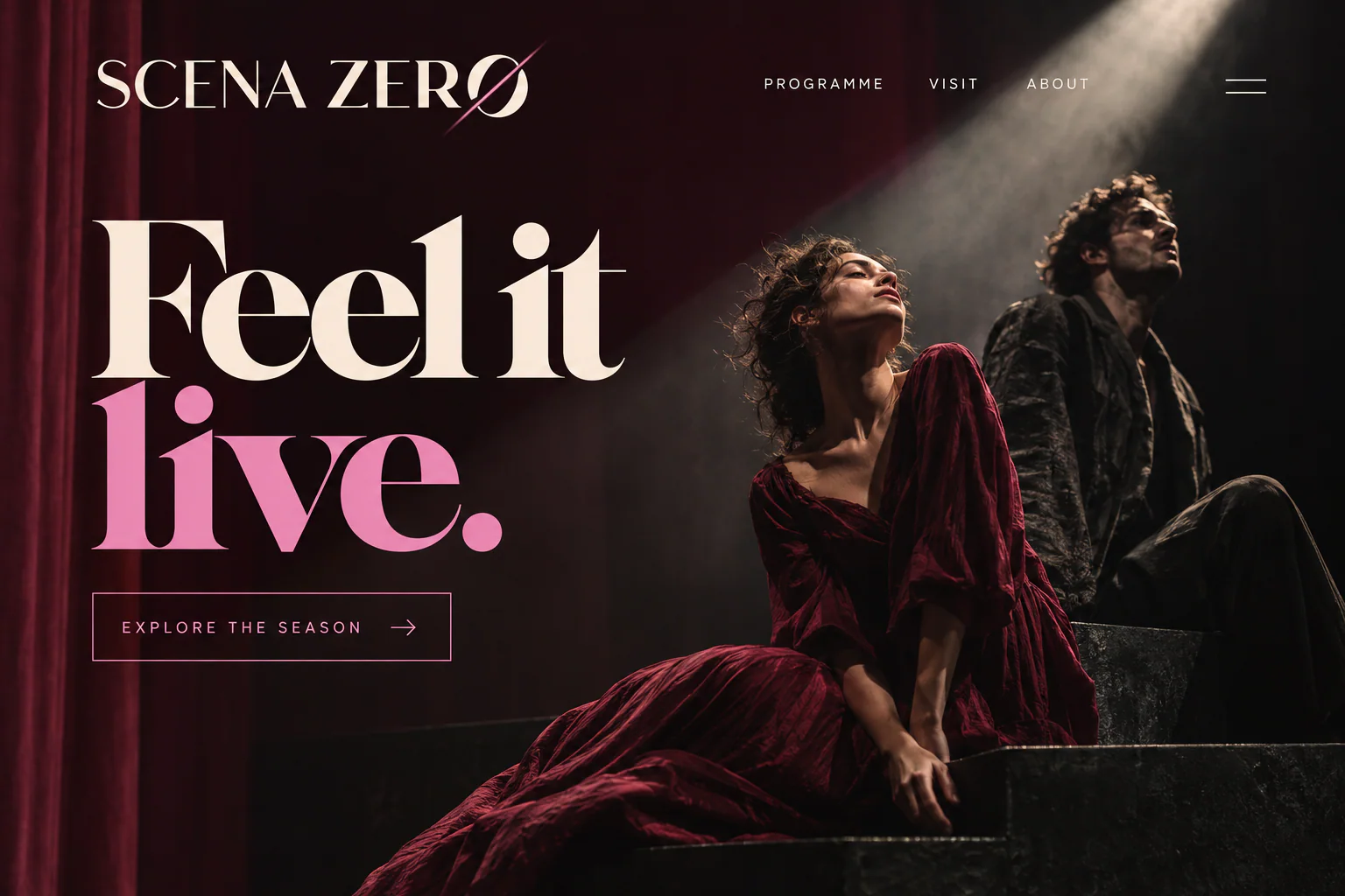 SCENA ZERO · Visual mockup · website concept · desktop