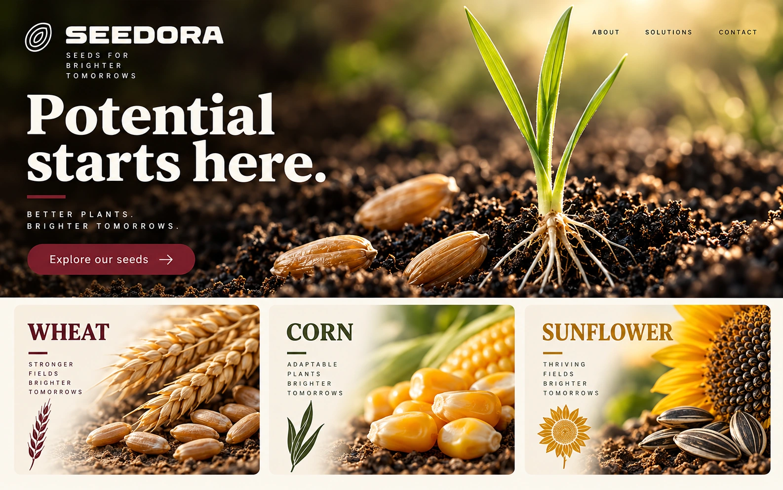 SEEDORA · Visual mockup · website concept · desktop