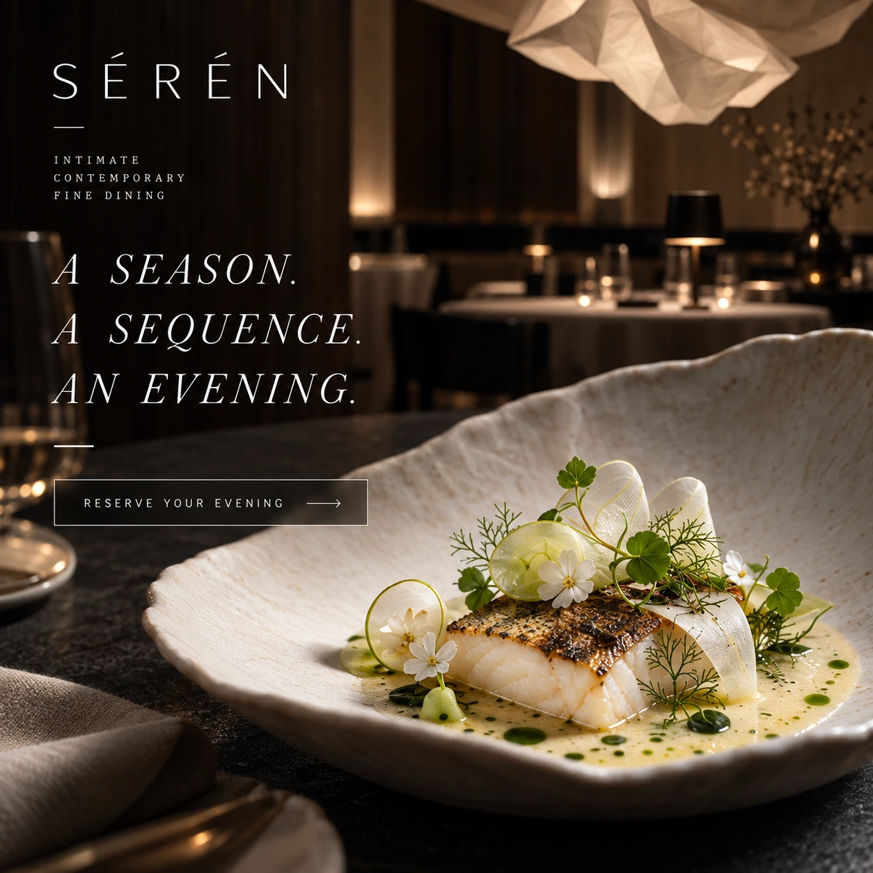 SÉRÉN · Digital ads / PPC 008 · An evening, carefully composed.