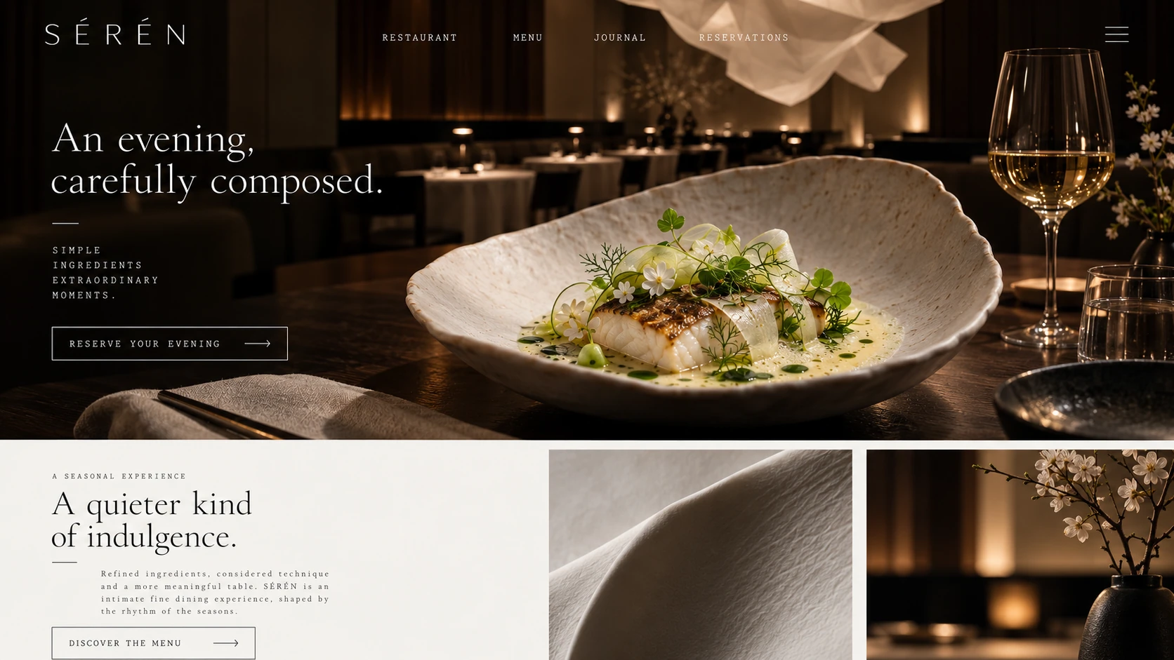 SÉRÉN · Visual mockup · website concept · desktop